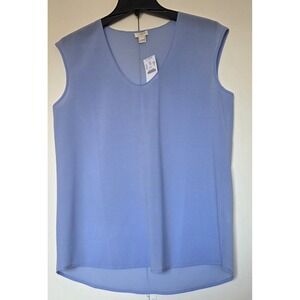 J.Crew Semi Sheer Polyester Sleeveless Scoop Neck Light Blue Womens Size 8 NWT